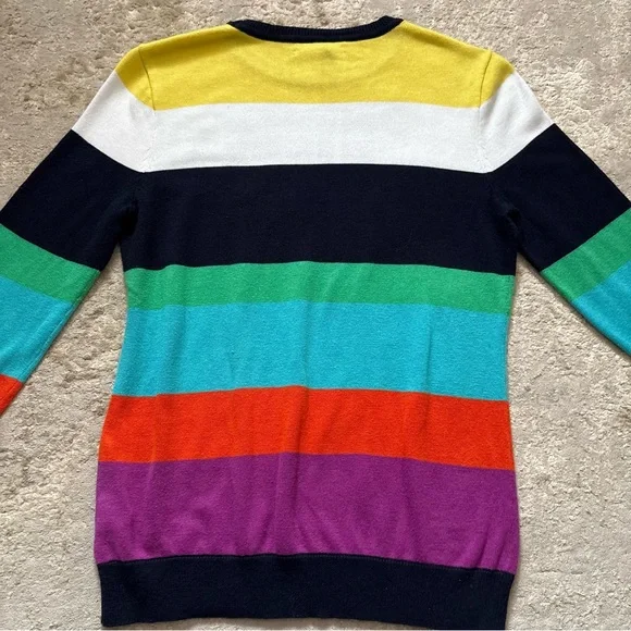 Ralph Lauren Chaps Striped Knit 3/4 Sleeve Rainbow Pullover Sweater Size Medium - Picture 8 of 10